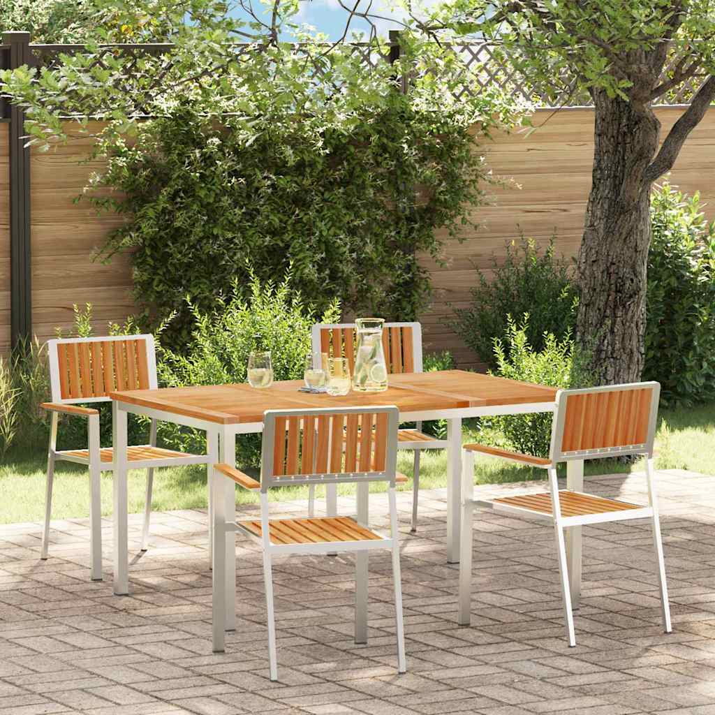 Garden Dining Set 5 pcs Brown Solid teak wood